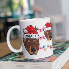 Anpassningsbar jul Doberman Head Santa Hat Hund Kaffemugg