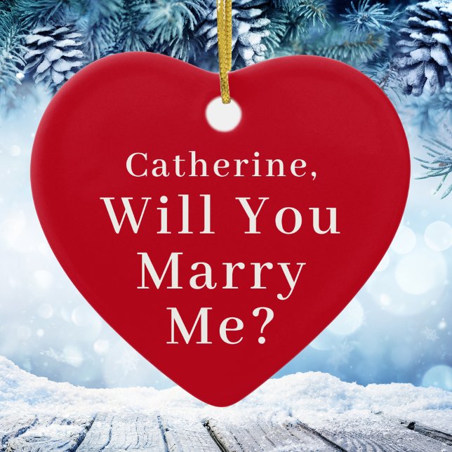 Anpassningsbar Jul Frieri du Marry Red Julgransprydnad Keramik (Custom Christmas Proposal Will You Marry Me Red Ceramic Ornament
)