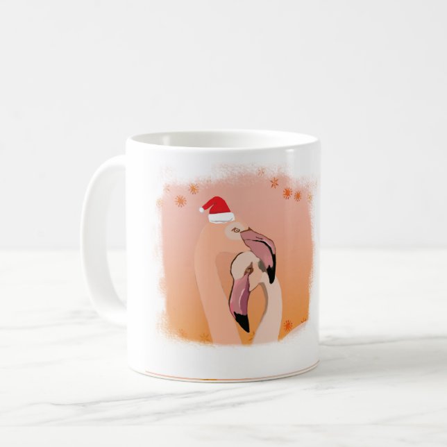 Anpassningsbar Jul & Gott nytt år Flamingo Kaffemugg (Framsida vänster)