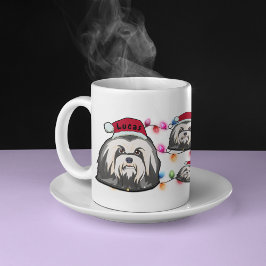 Anpassningsbar Jul Havanese Head Santa Hat Hund Kaffemugg