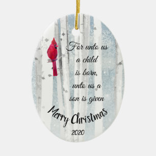 Anpassningsbar Jul Isaiah 9:6 Ett barn föds Julgransprydnad Keramik