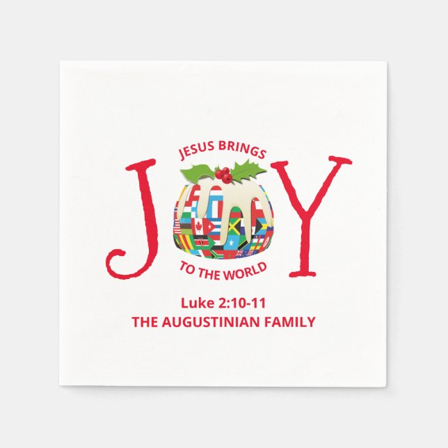 Anpassningsbar Jul JOY TO WORLD Christian Napkin Pappersservett (Framsidan)