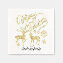 Anpassningsbar jul jul guld glitter jul, guld i hj pappersservett