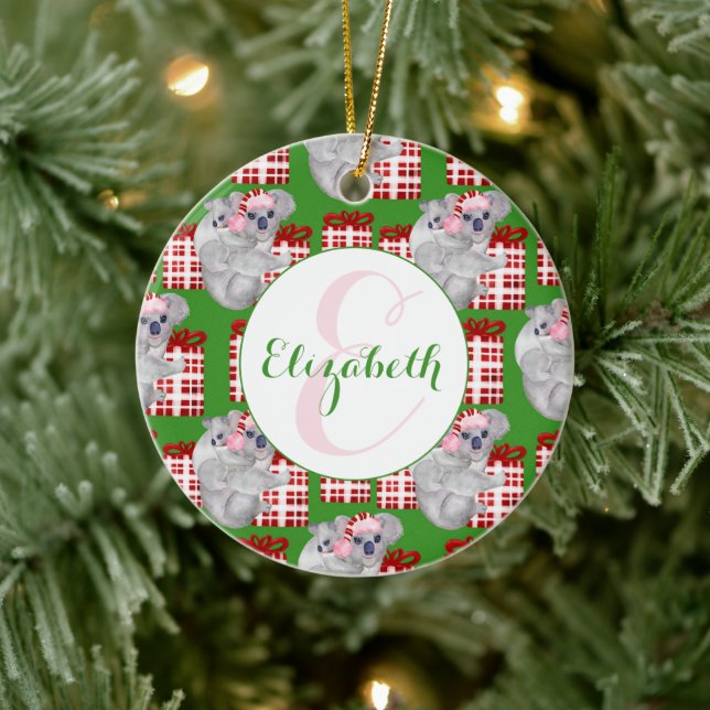 Anpassningsbar Jul Koalas Grönt Julgransprydnad Keramik (Träd)