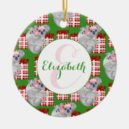 Anpassningsbar Jul Koalas Grönt Julgransprydnad Keramik