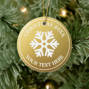 Anpassningsbar Jul Ornament Guld Rustic Snowflak