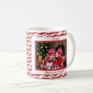 Anpassningsbar Jul Photo Candy cane Red White Retr Kaffemugg