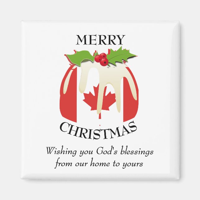 Anpassningsbar Jul Pudding Patriotic CANADA FLAGGA Magnet (Framsidan)