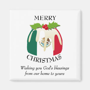 Anpassningsbar Jul Pudding Patriotic MEXICO FLAGGA Magnet