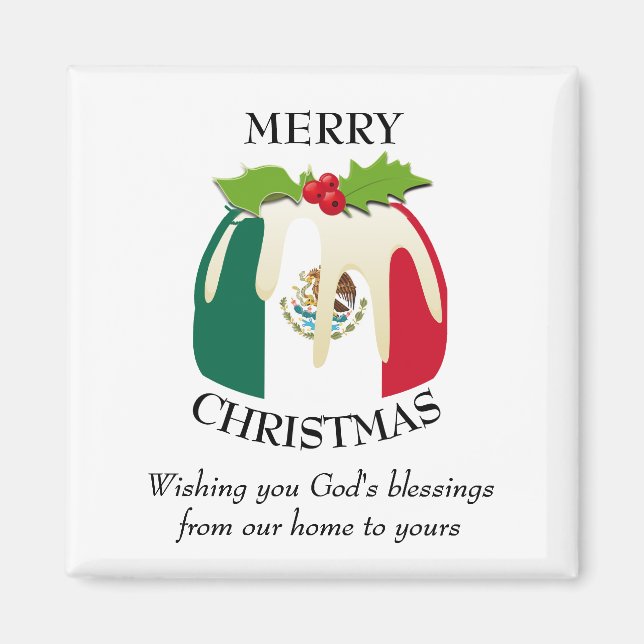 Anpassningsbar Jul Pudding Patriotic MEXICO FLAGGA Magnet (Framsidan)