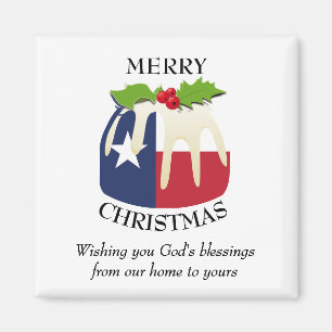 Anpassningsbar Jul Pudding Patriotic TEXAS FLAGGA Magnet