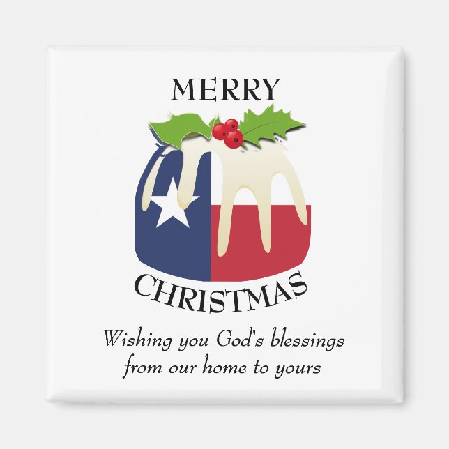 Anpassningsbar Jul Pudding Patriotic TEXAS FLAGGA Magnet (Framsidan)