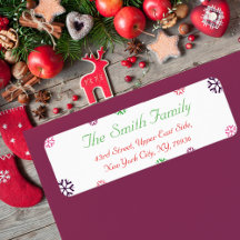 Anpassningsbar jul-Snöflingor-returadressetikett