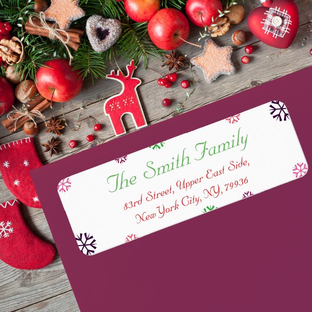 Anpassningsbar jul-Snöflingor-returadressetikett Returadress Etikett (Custom Christmas Snowflakes Return Address Label)