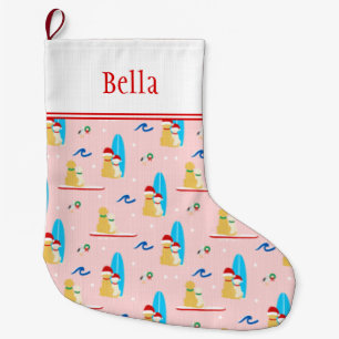 Anpassningsbar Jul Surfing Hundar, Fiskmås Stockin Stor Julstrumpa