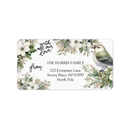Anpassningsbar Julblommor och fågel - hela Kärlek Adressetikett
