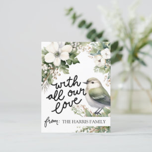 Anpassningsbar Julblommor och fågel - hela Kärlek Vykort