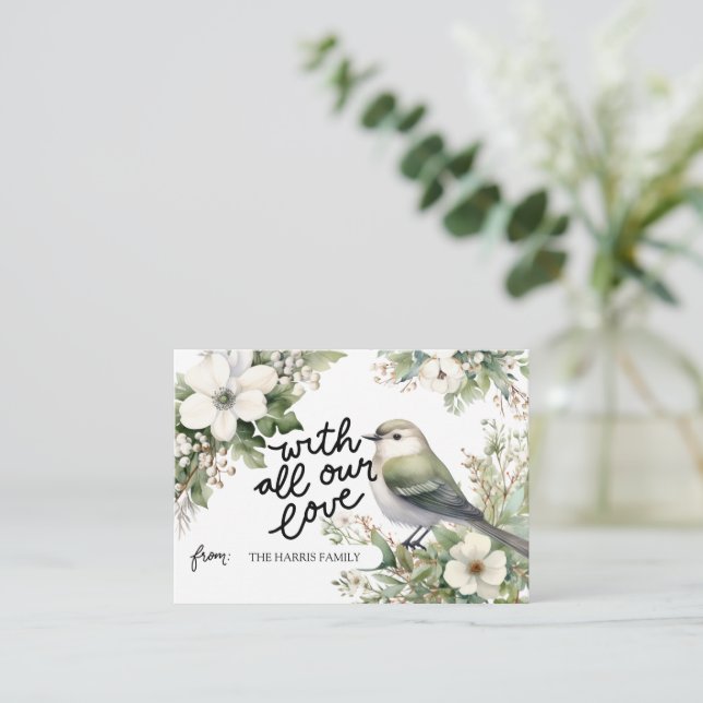 Anpassningsbar julblommor och fågel med hela Kärle Anteckningskort (Stående Fram)