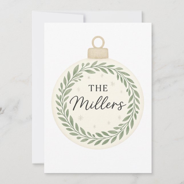 Anpassningsbar Juldekoration - Greenery Wandei & F Inbjudningar (Framsida)