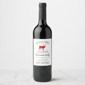 Anpassningsbar juletikett Vin Gift-Reindeer Expres Vinflaska Etikett