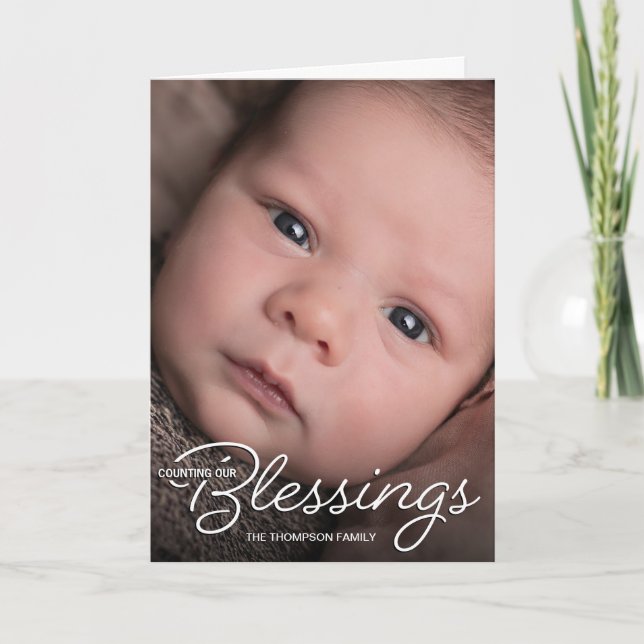 Anpassningsbar julfester introducerar Baby Photo Helgkort (Framsida)