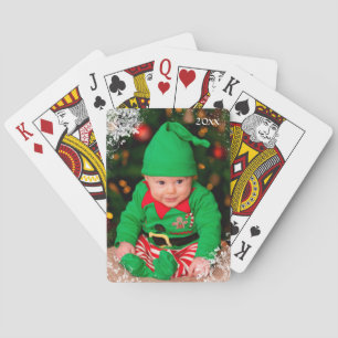 Anpassningsbar Julfoto Snowflake Ram 2 Helgdag Casinokort