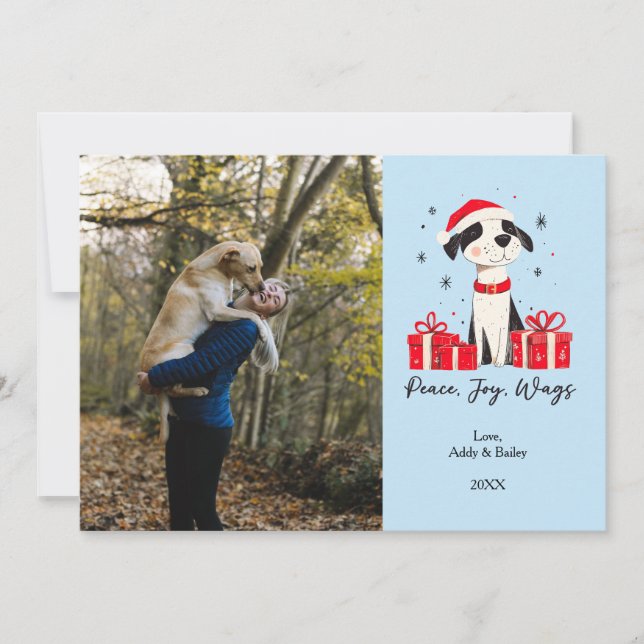 Anpassningsbar Julfotoport för Helgdag för Hundäls Julkort (Framsida)
