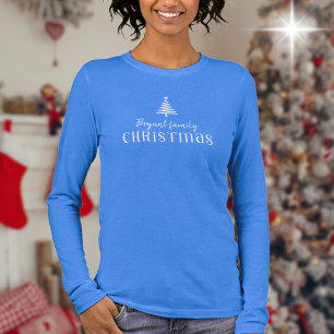 Anpassningsbar Julgran blå långärmad T Shirt