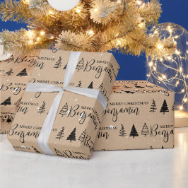 Anpassningsbar Julgran Kraft Namn Repeat Jumbo Presentpapper