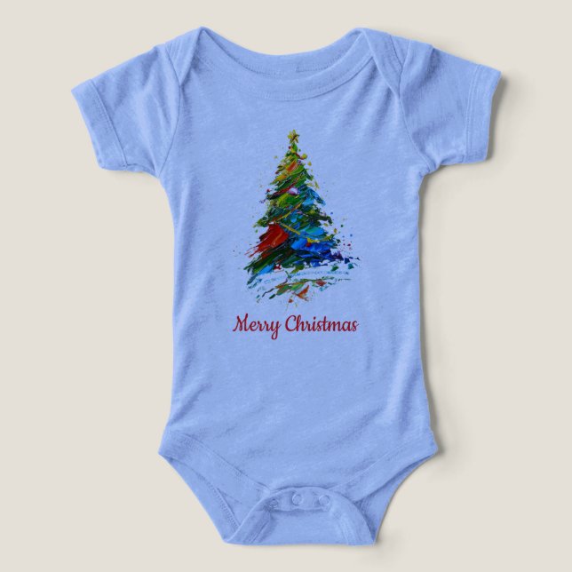Anpassningsbar julgran oljemålning helhetsdesign t shirt (Design Framsida)