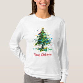 Anpassningsbar julgran Oljemålning stil T Shirt