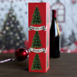 Anpassningsbar Julgran Red Presentask för Vinflask Presentask För Vinflaska<br><div class="desc">Lägg till din text i den här stora presentlådan för julgran som är ett frestigt mönster. Lämpligt för alla typer av vin för yrkesmässigt bruk (och även för spritdrycker)</div>