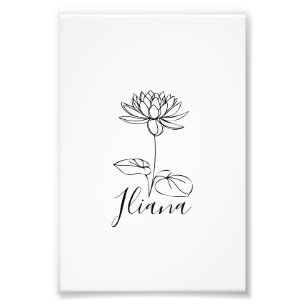 Anpassningsbar juli Vatten Lily Birth Flower Gift  Fototryck