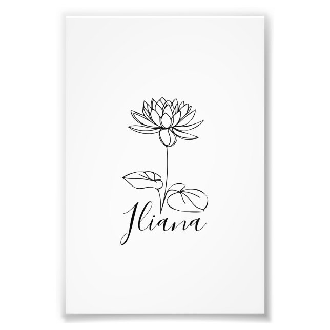 Anpassningsbar juli Vatten Lily Birth Flower Gift  Fototryck (Framsidan)
