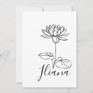 Anpassningsbar juli Vatten Lily Birth Flower Gift  Inbjudningar