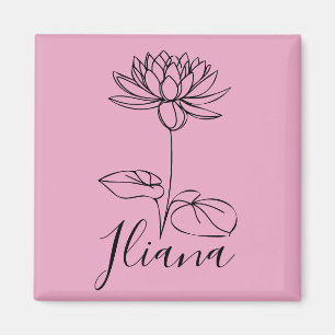 Anpassningsbar juli Vatten Lily Birth Flower Gift Magnet