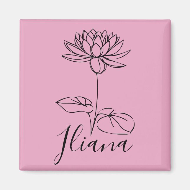 Anpassningsbar juli Vatten Lily Birth Flower Gift  Magnet (Framsidan)