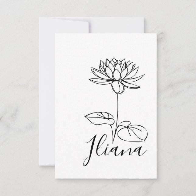 Anpassningsbar juli Vatten Lily Birth Flower Gift  Tack Kort (Framsida)