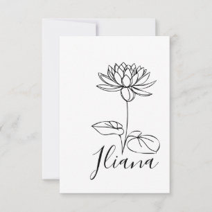 Anpassningsbar juli Vatten Lily Birth Flower Gift Tack Kort