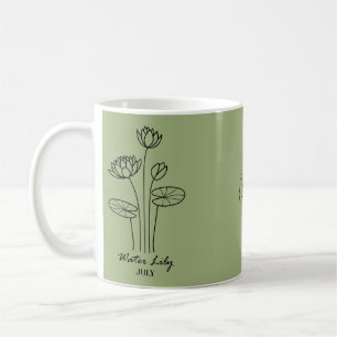 Anpassningsbar juli Vatten Lily Custom Name Mugg