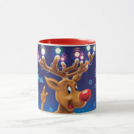 Anpassningsbar Julkaffe mugg, Rudolph och ljus Mugg