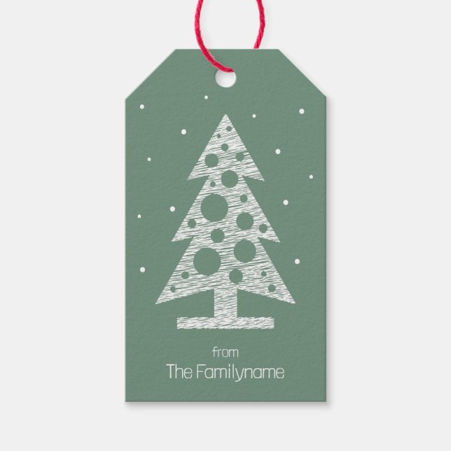 Anpassningsbar julklapp Märkre med Abstrakt Träd Presentetikett (Framsidan)