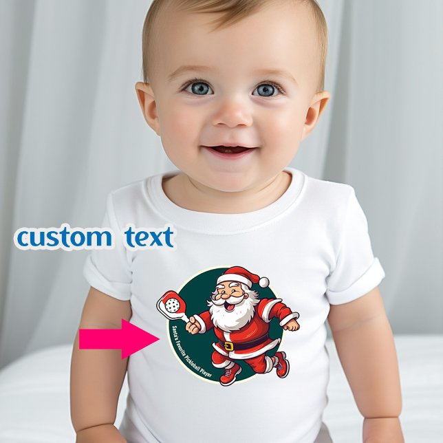 Anpassningsbar 🎅 julklapp t shirt (Cute Santa's Favourite Pickleball Player, babys t-shirt with customizable text)