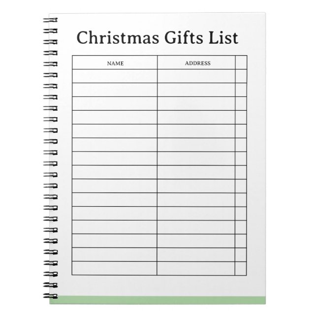 Anpassningsbar julklappslista pad anteckningsbok (Framsidan)