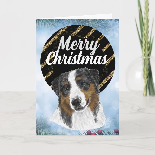 Anpassningsbar Julkort från Australian shepherd Tack Kort (Framsida)