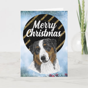 Anpassningsbar Julkort från Australian shepherd Tack Kort