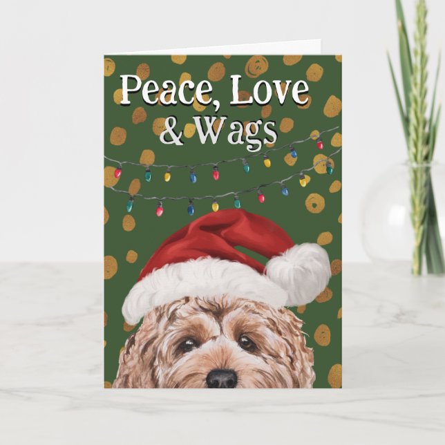 Anpassningsbar julkort från din Goldendoodle Tack Kort (Framsida)