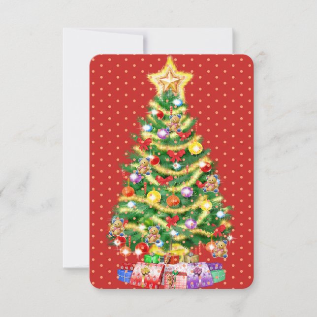 Anpassningsbar julkort träd och dekorationer. tack kort (Framsida)