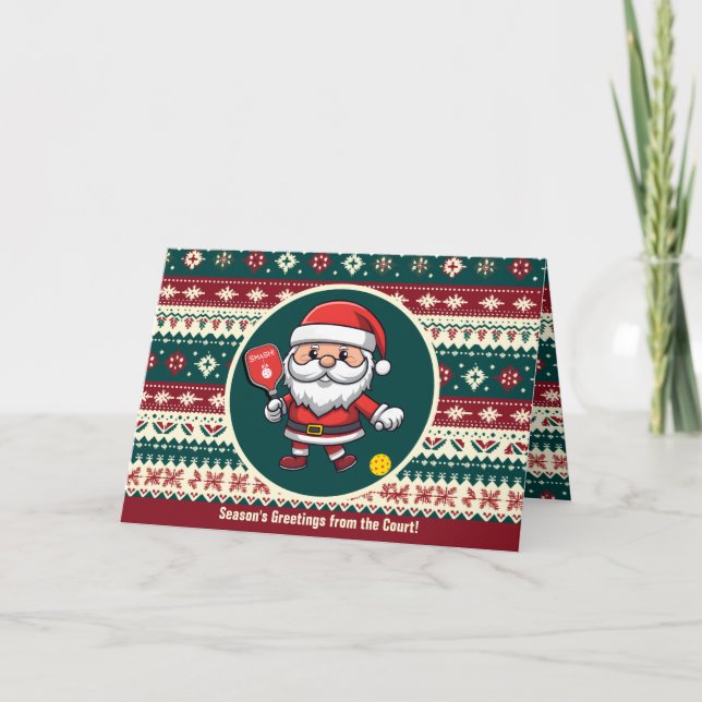 Anpassningsbar 🎅julpickleball helgkort (Framsida)
