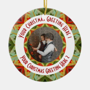 Anpassningsbar Julstjärnan Jolly Grönt Photo Hälsn Julgransprydnad Keramik